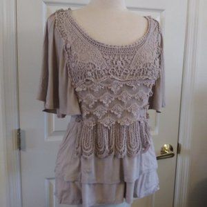 Charming Charlie | Lace Embellished Top |M